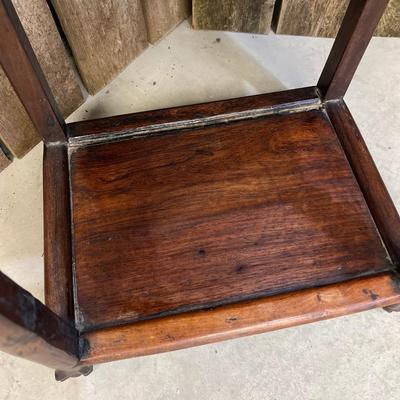 19th Century Asian Carved Wooden and Marble Side Table or Stand