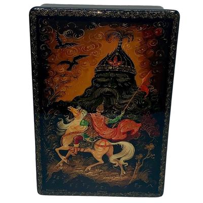 Vintage Hinged Lacquered Russian Box - Lucy Maxym Collection