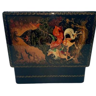 Vintage Hinged Lacquered Russian Box - Lucy Maxym Collection