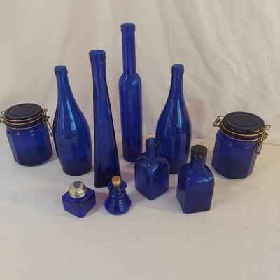 Blue Glass Bottles and Canisters (L-BBL)