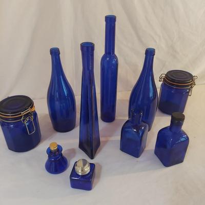 Blue Glass Bottles and Canisters (L-BBL)