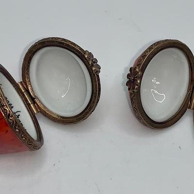 Pair of Limoges Strawberry Trinket Boxes - France