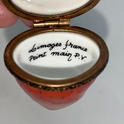 Pair of Limoges Strawberry Trinket Boxes - France