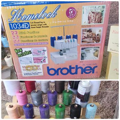 Home Serger Sewing Machine, Threads + Accessories