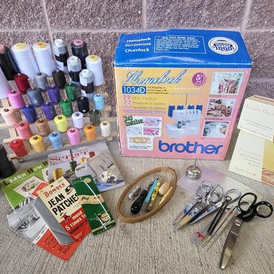 Home Serger Sewing Machine, Threads + Accessories