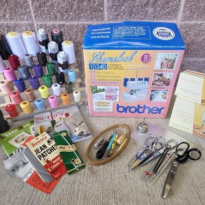 Home Serger Sewing Machine, Threads + Accessories