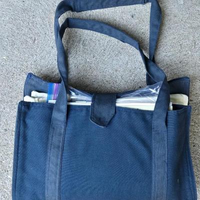 Needle Work Soft Case with Embroidery Floss, Book, and Fabric