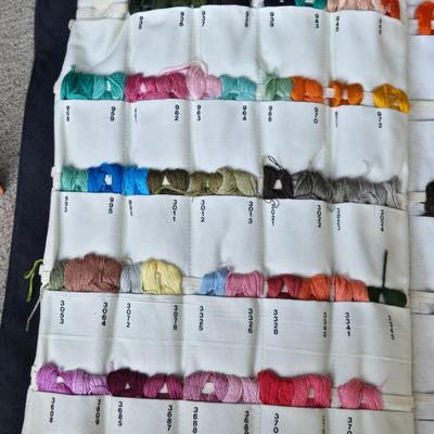 Needle Work Soft Case with Embroidery Floss, Book, and Fabric