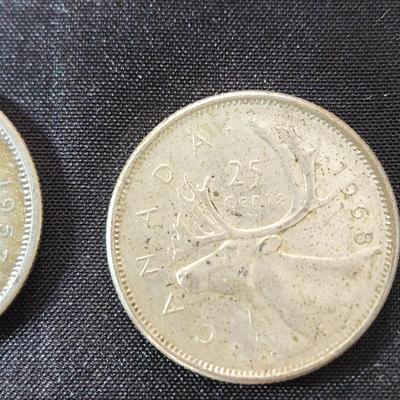 Canadian Coins Lot Pennies, Silver Dimes, Quarters