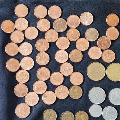 Canadian Coins Lot Pennies, Silver Dimes, Quarters