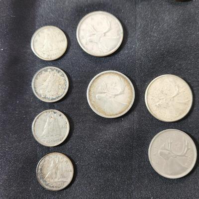 Canadian Coins Lot Pennies, Silver Dimes, Quarters