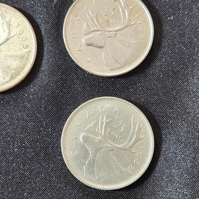 Canadian Coins Lot Pennies, Silver Dimes, Quarters