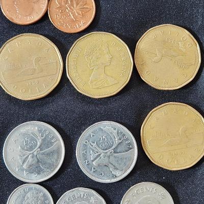 Canadian Coins Lot Pennies, Silver Dimes, Quarters