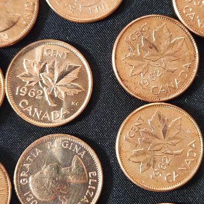 Canadian Coins Lot Pennies, Silver Dimes, Quarters