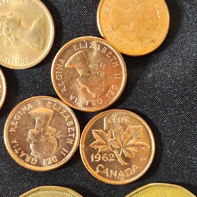 Canadian Coins Lot Pennies, Silver Dimes, Quarters