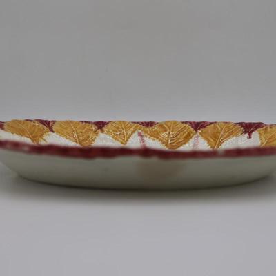 Antique MAJOLICA Begonia Leaf Oval Platter