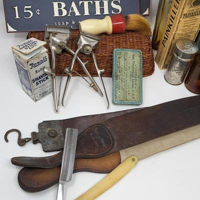 Antique Shaving Accessories & Medicine Bottles