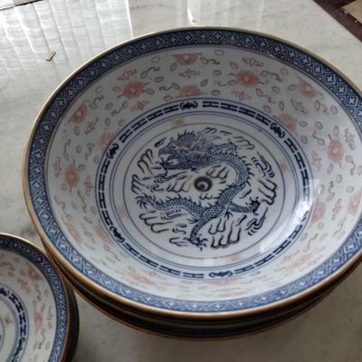 Porcelain Rice Wear Dragon Gold Gilded Set