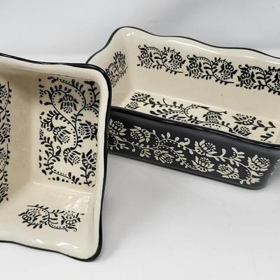 Two Glazed Ceramic Baking/Loaf Pans