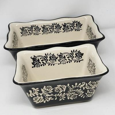 Two Glazed Ceramic Baking/Loaf Pans