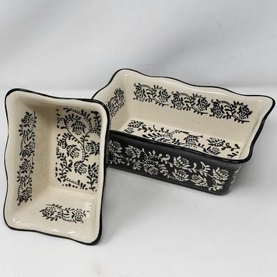 Two Glazed Ceramic Baking/Loaf Pans