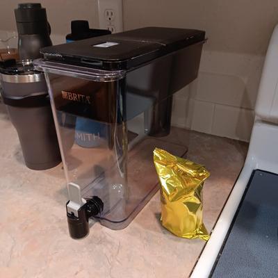 BRITA WATER PURIFIER W/SPIGOT, FILTER AND WATER BOTTLES