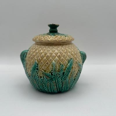 Antique MAJOLICA Pineapple Sugar Bowl