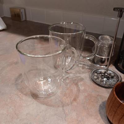 FRENCH COFFEE PRESS, CAST IRON TEAPOT AND OTHER COFFEE ITEMS