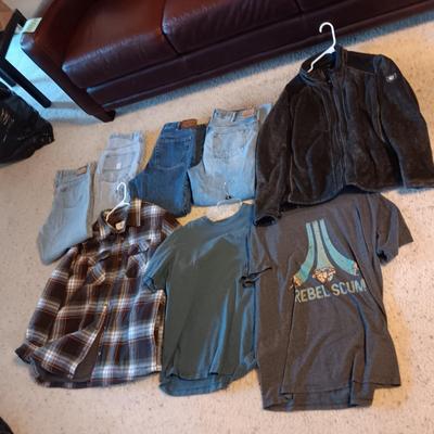 MEN'S XL JACKETS AND SHIRTS, 36X30 JEANS