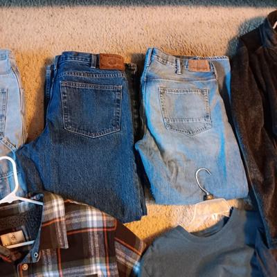 MEN'S XL JACKETS AND SHIRTS, 36X30 JEANS