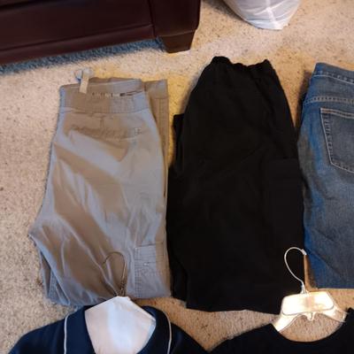 MEN'S LARGE SHIRTS & PANTS, 34 X 32 JEANS