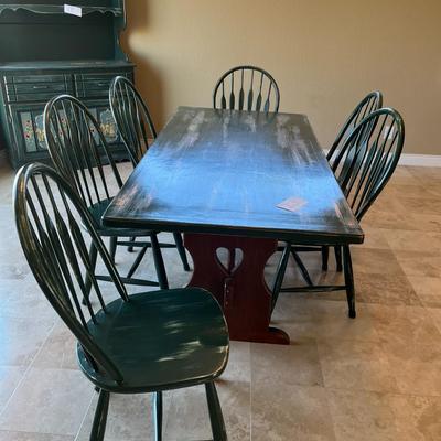 6 Chair Green Dining Set