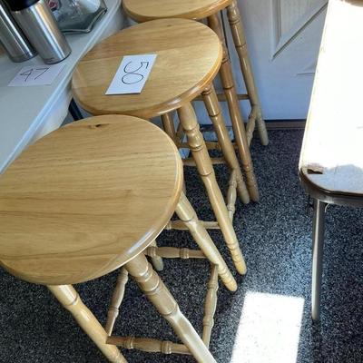 Set of 3 Light Brown Barstools