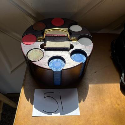 Poker Chips Reel W/Chips & Set of Playing Cards