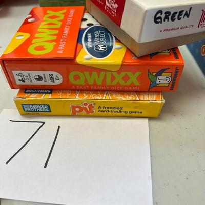 Pit Trading Game, QWIXX Dice Game & Box of Chalk