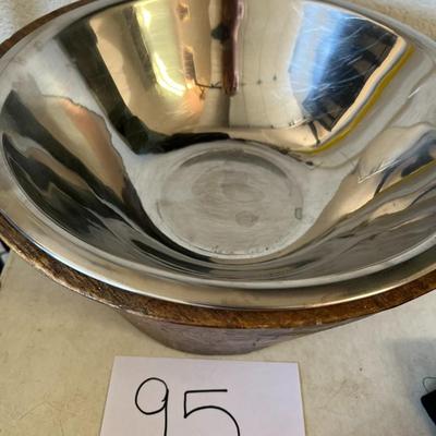 2 Piece, Wood Décor Bowl, Mixing Stainless Steel Bowl