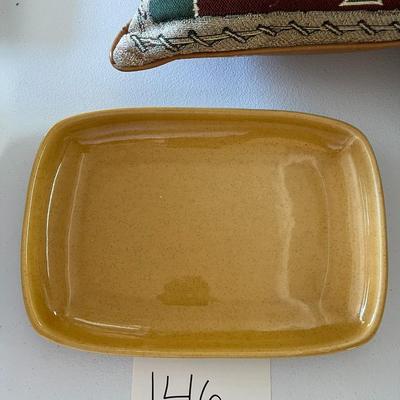 Home Mustard Yellow Glass Decorative Serving Dish