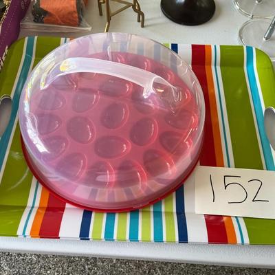 Multicolor Serving Tray, 1 Deviled Egg Container W/Lid