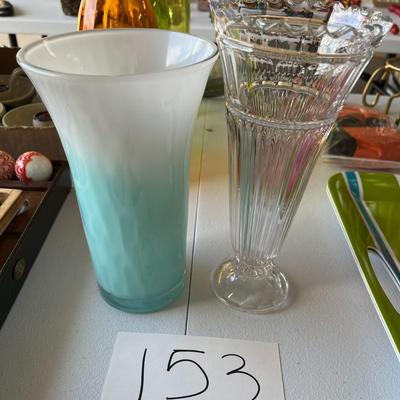 2 Glass Flower Vases