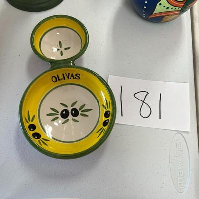 Yellow/Green Olive Dish  