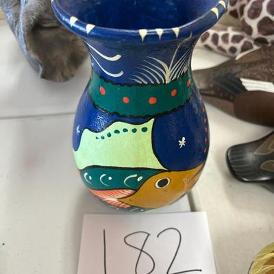 Hand Painted Clay Vase Made In Mexico