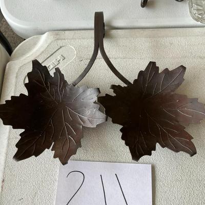 Two Leaves Brown Metal Table Decor