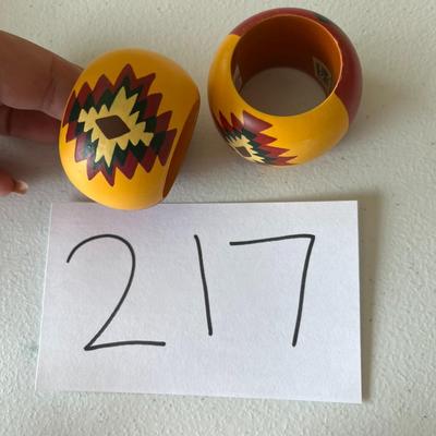 2 Red/Yellow Native American Style Napkin Holders