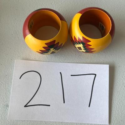 2 Red/Yellow Native American Style Napkin Holders