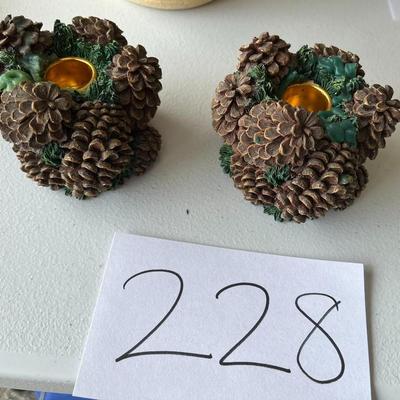 2 Pinecone Candle Holders