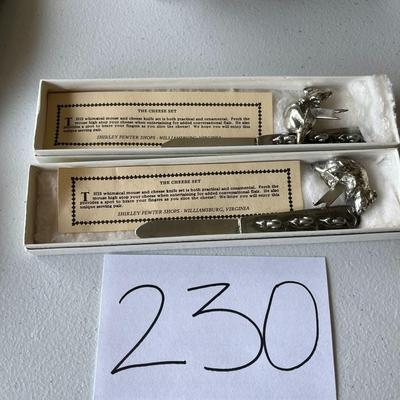 2 Cheese Sets, Shirley Pewter Shops Williamsburg Virginia 