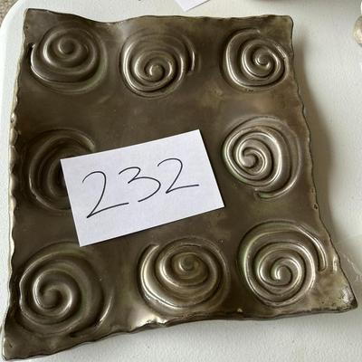 Steel Metal Silver Swirl Decorative Dish