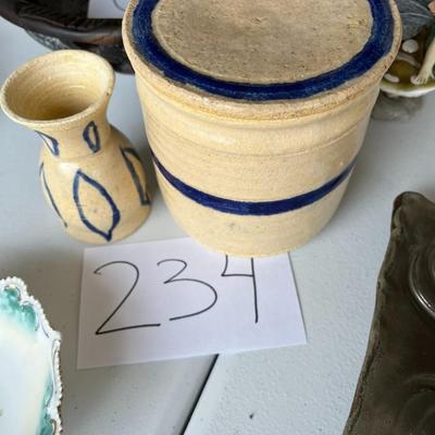 Carlson Clay Beige & Blue Jar & Glass