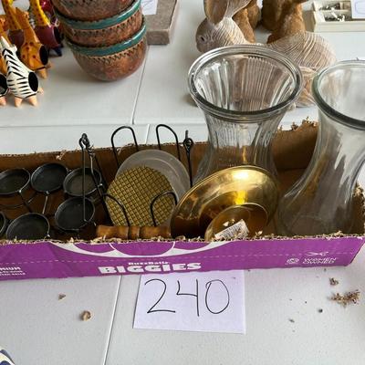 13 Piece Misc Box Of Candle Holders & 2 Glass Vases