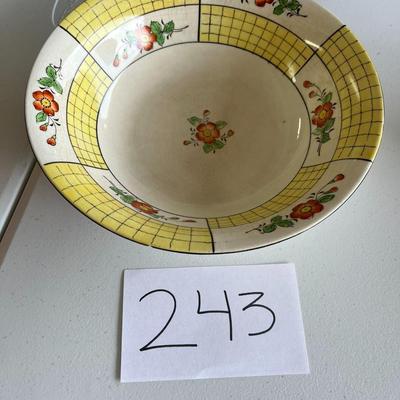 Vintage White Yellow & Floral Bowl